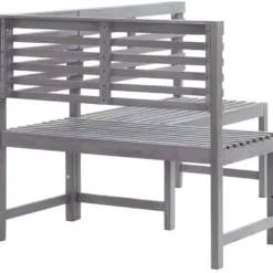 Kulmapenkki harmaa 140 cm täysi akaasiapuu