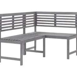 Kulmapenkki harmaa 140 cm täysi akaasiapuu