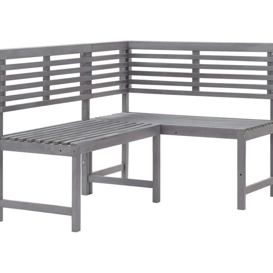 Kulmapenkki harmaa 140 cm täysi akaasiapuu