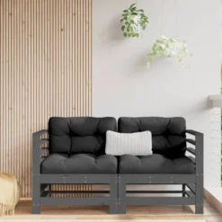Kulmasohvat tyynyillä 2 kpl harmaa, mänty