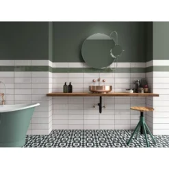 Kuviolaatta Pukkila Soho Green, kiiltävä, struktuuri, 297x97mm