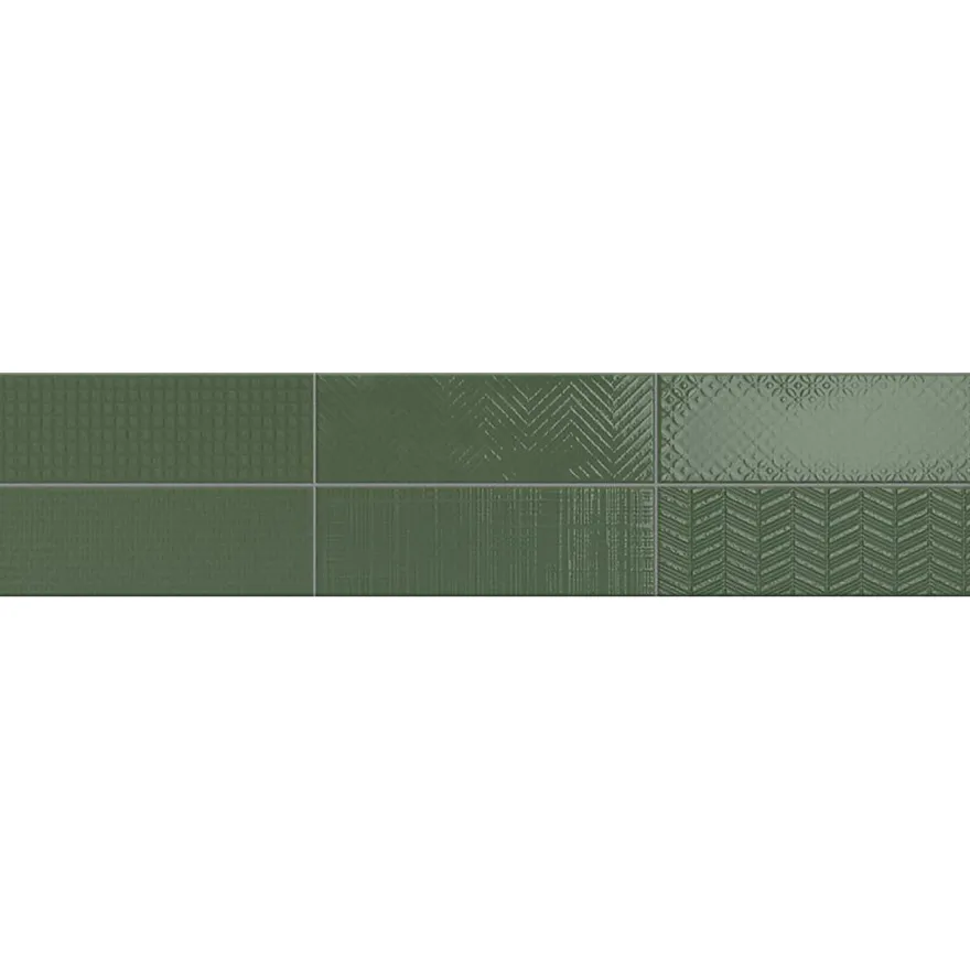 Kuviolaatta Pukkila Soho Green, kiiltävä, struktuuri, 297x97mm