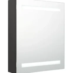 Kylpyhuoneen LED-peilikaappi, antrasiitti, 50x14x60cm
