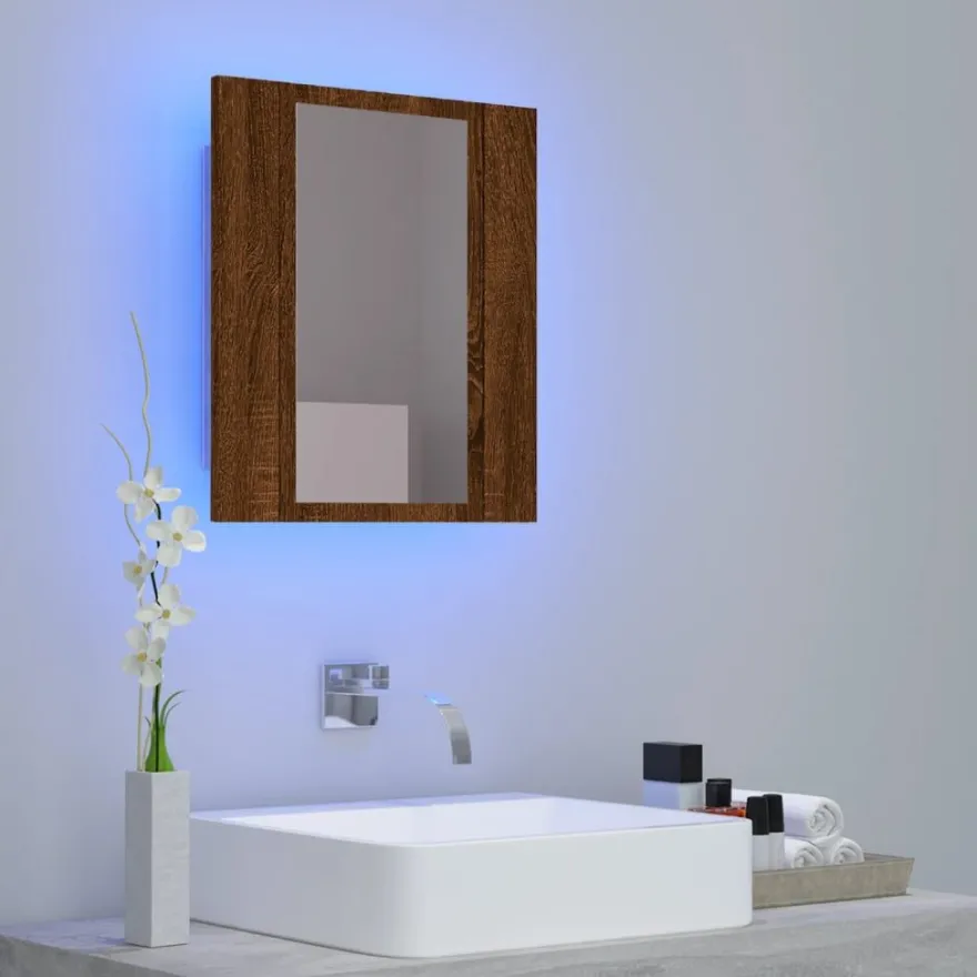 Kylpyhuoneen LED-Peilikaappi tekninen puu, 40x12x45 cm, eri värejä (08763)