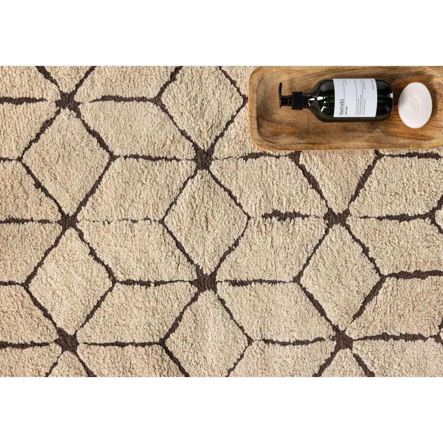 Kylpyhuoneen matto Venture Home Petrus, 60x90cm, puuvilla, beige/ruskea