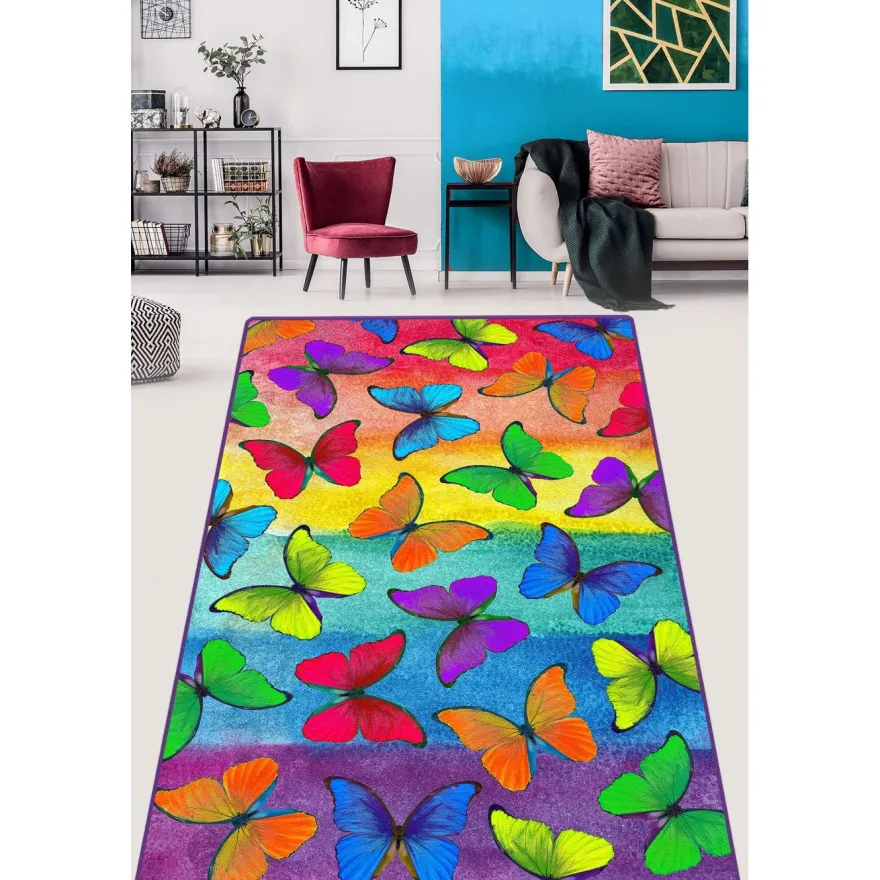 Käytävämatto Linento Colorato Farfalle, monivärinen, eri kokoja