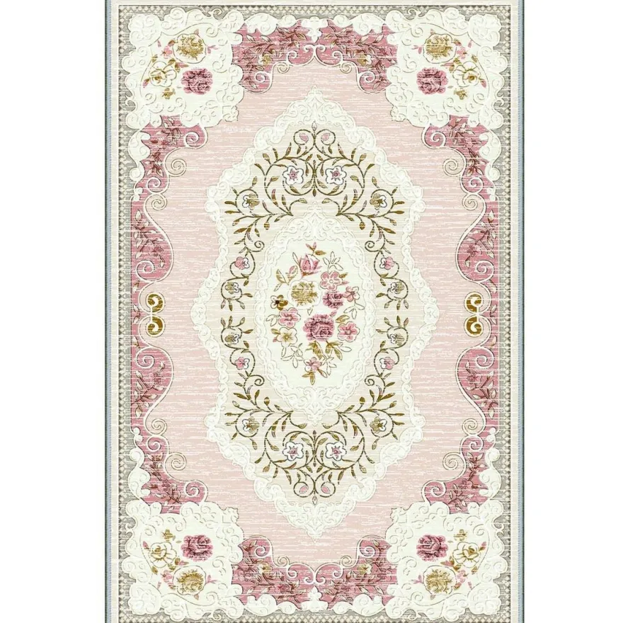 Käytävämatto Linento EEXFAB696, 80x150cm, vaaleanpunainen/beige
