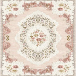 Käytävämatto Linento EEXFAB696, 80x150cm, vaaleanpunainen/beige