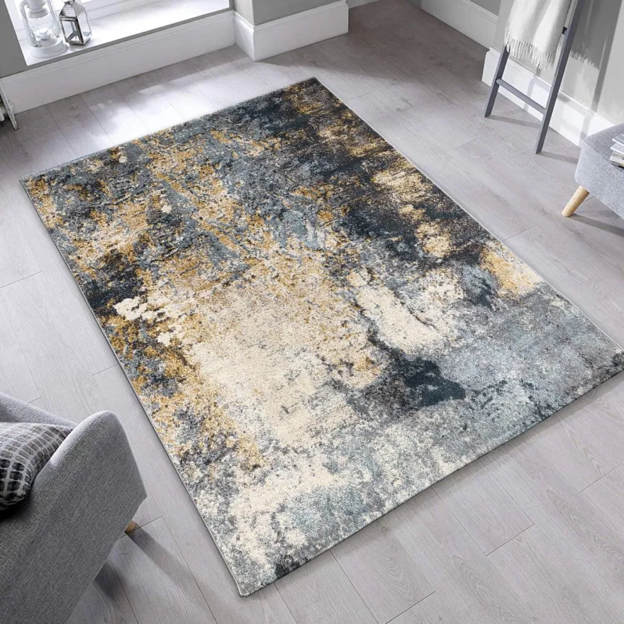 Käytävämatto Linento FD281, 80x150cm, beige/sininen