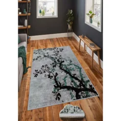 Käytävämatto Linento HMNT719, 80x300cm, harmaa/vihreä
