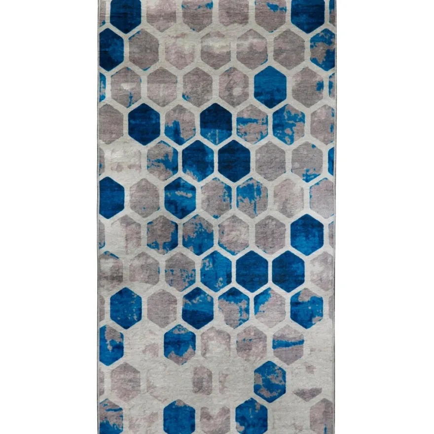 Käytävämatto Linento Ivy, 80x200cm, sininen/harmaa