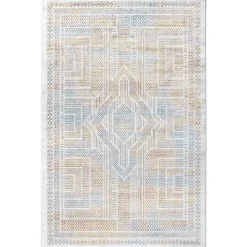 Käytävämatto Linento Paradise M0147 80x300cm luonnonvalkoinen/sininen