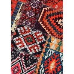 Käytävämatto Linento Patchwork punainen/oranssi, eri kokoja