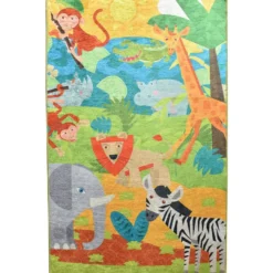 Lastenhuoneen matto Linento Animals 100x160cm monivärinen