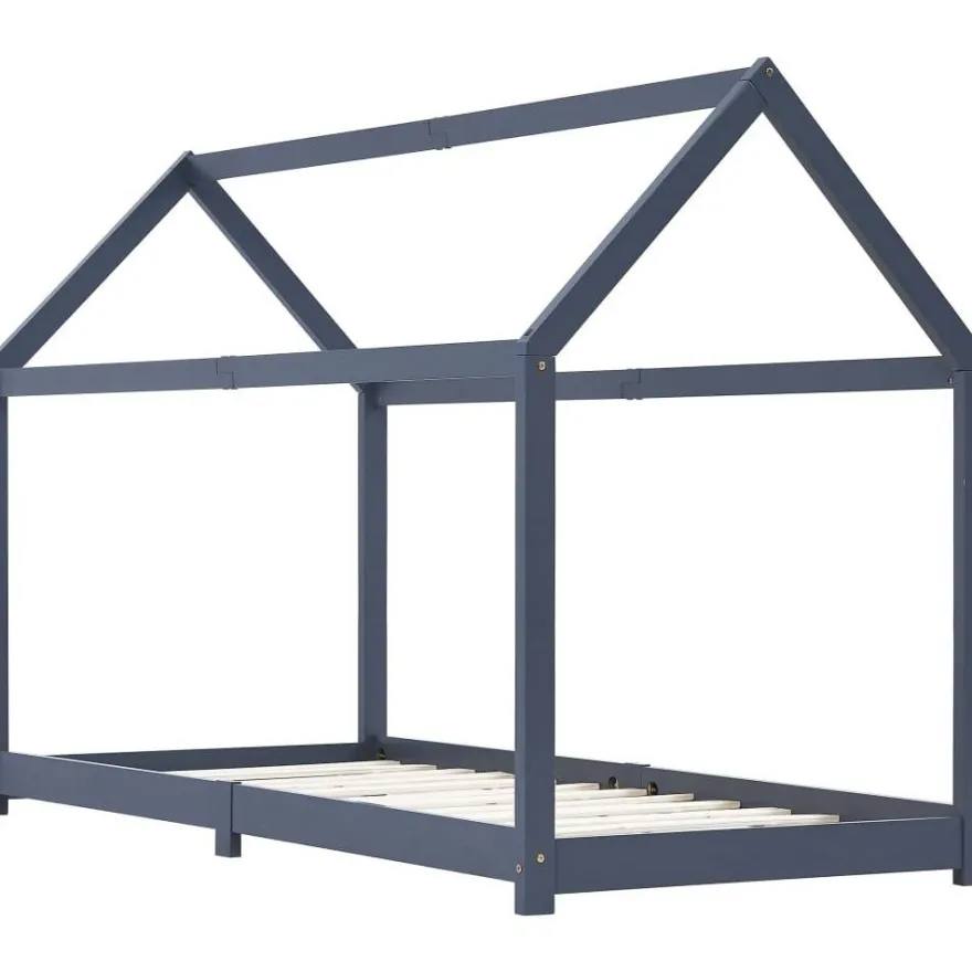 Lasten sängynrunko harmaa täysi mänty 70x140cm