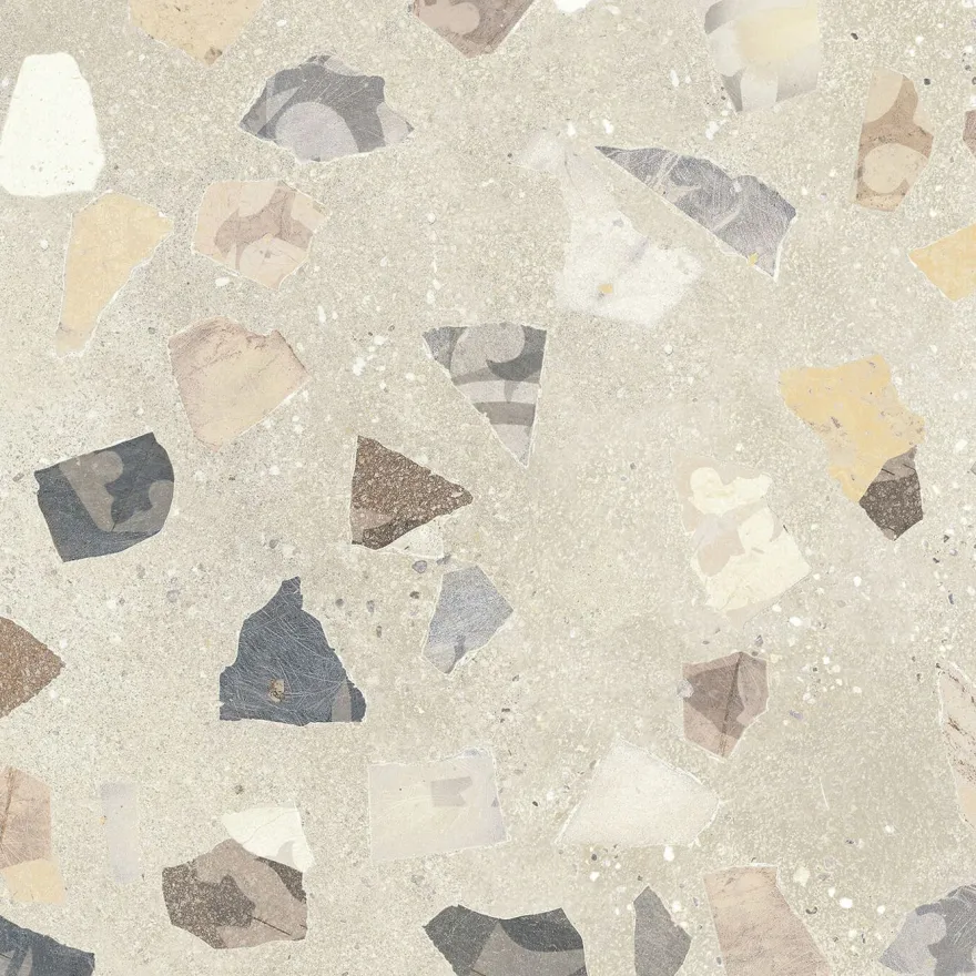 Lattialaatta Pukkila Retro Terrazzo, 60x60cm, matta, lasittamaton, R10B, rektifioitu