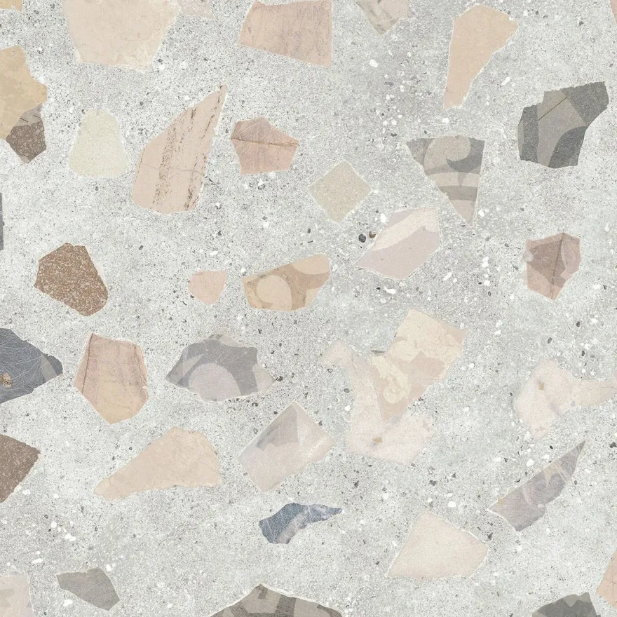 Lattialaatta Pukkila Retro Terrazzo, 60x60cm, matta, lasittamaton, R10B, rektifioitu