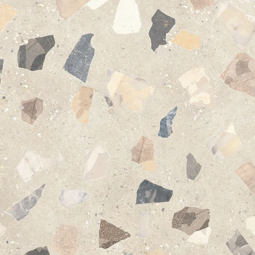 Lattialaatta Pukkila Retro Terrazzo, 60x60cm, matta, lasittamaton, R10B, rektifioitu