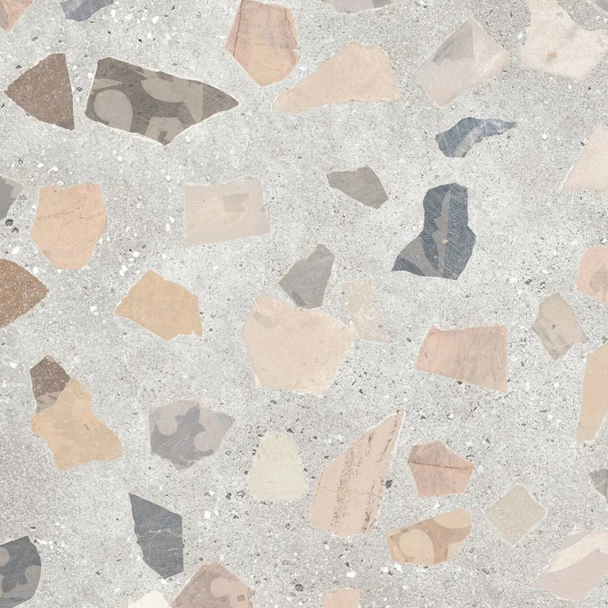 Lattialaatta Pukkila Retro Terrazzo, 60x60cm, matta, lasittamaton, R10B, rektifioitu