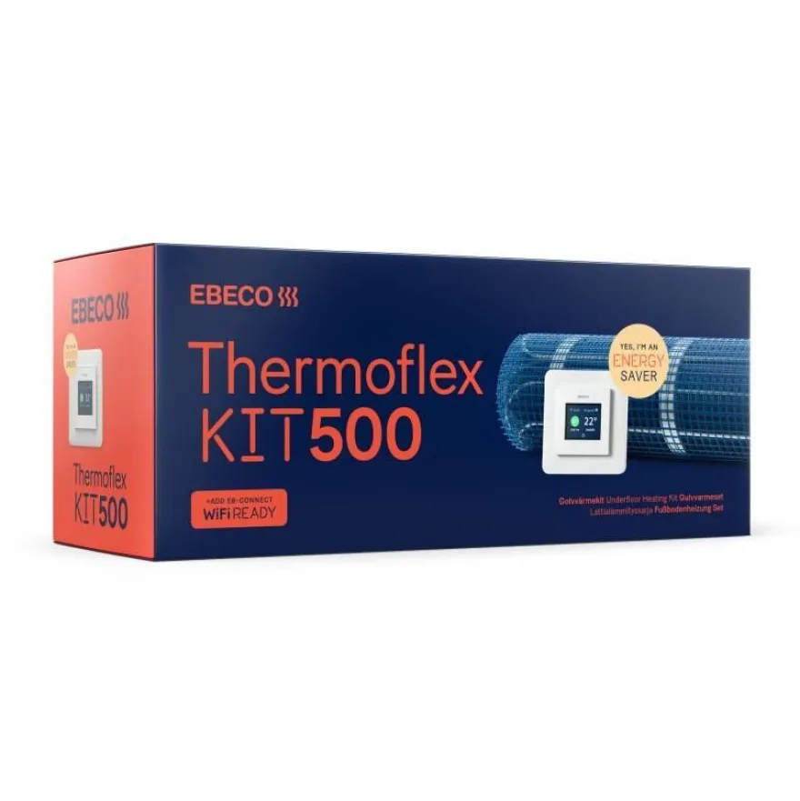 Lattialämmitysmatto Ebeco Thermoflex Kit 500, 1.25m², 0.5x2.5m, 150W, Verkkokaupan poistotuote
