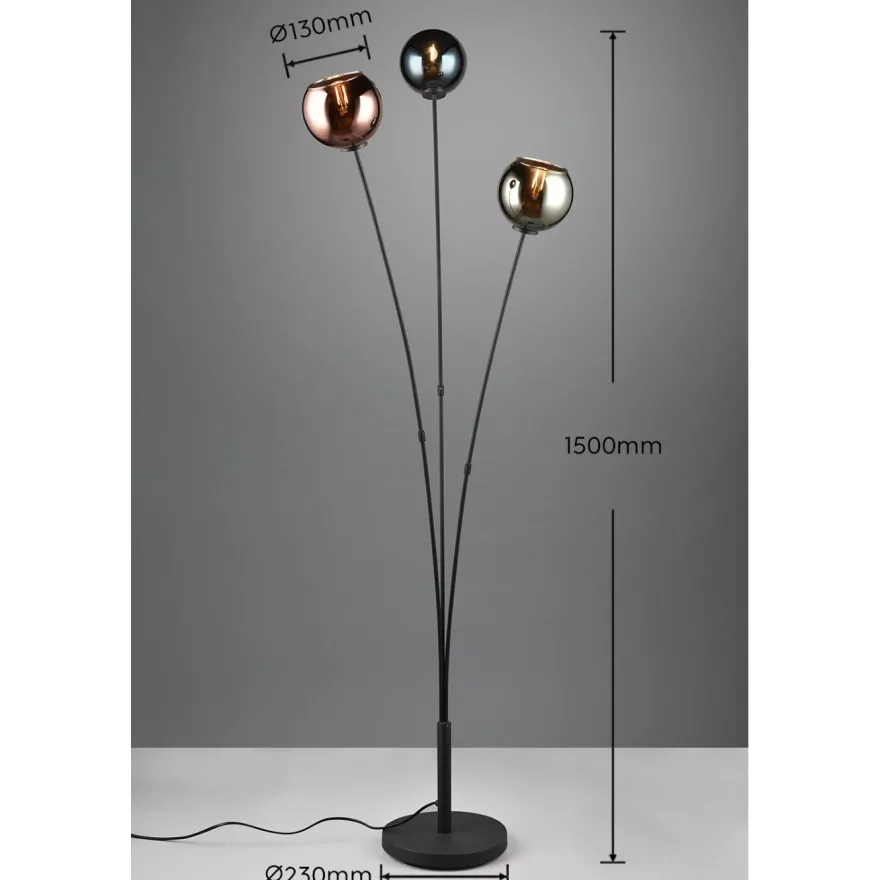 Lattiavalaisin Trio Sheldon, 3-os, E14, moniväri