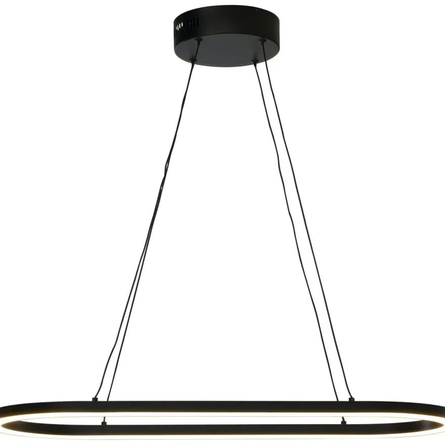 LED-kattovalaisin Aneta Lighting Oda, soikea, 75x30cm, musta