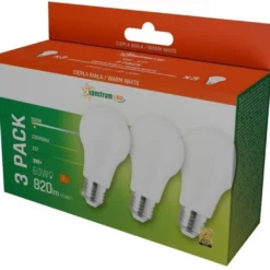 LED-lamppu Spectrum E27 9W 230V 3000K 3kpl/pkt