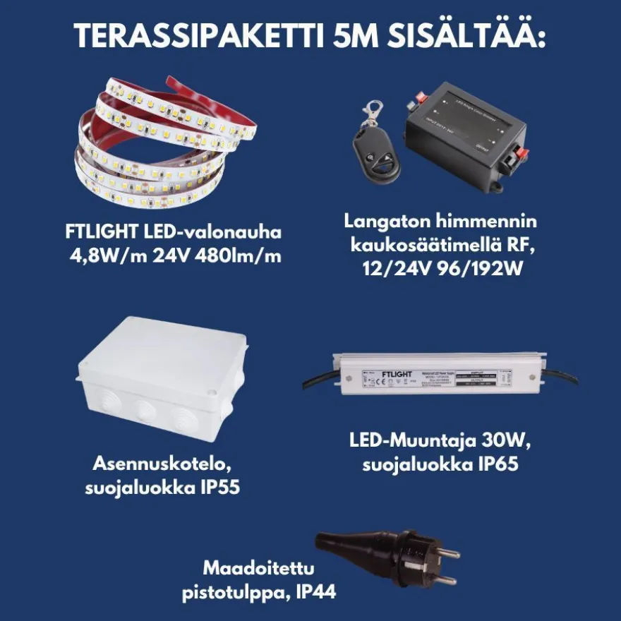 LED-nauhapaketti terassille FTLIGHT, himmennettävä, 5m