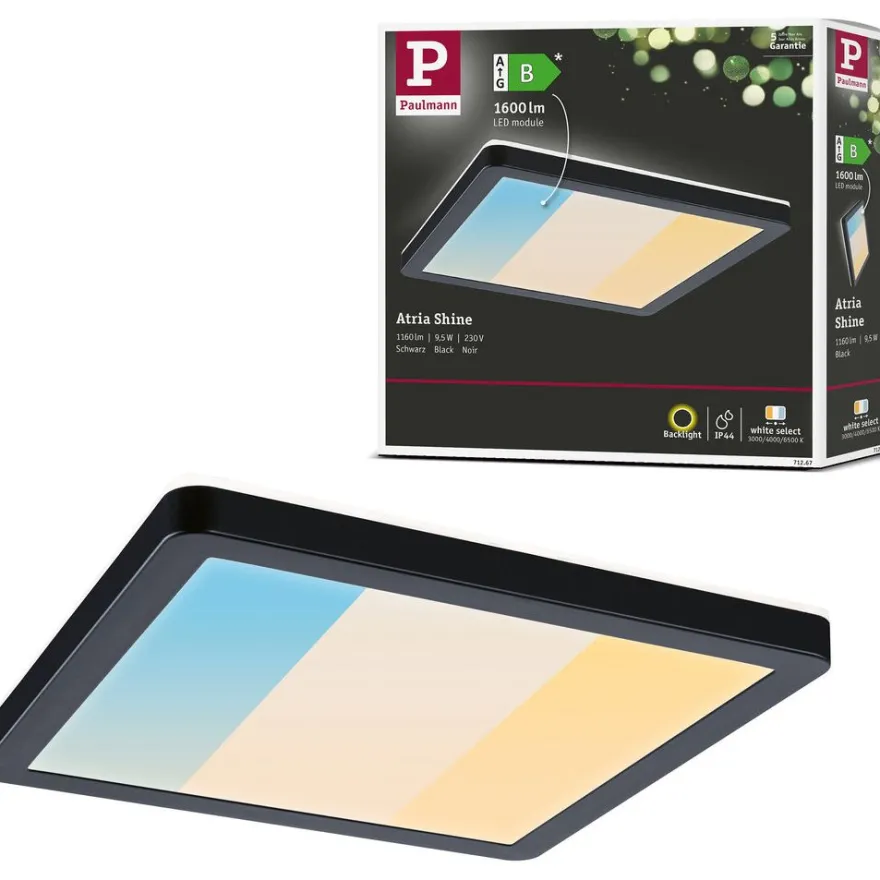 LED-paneeli Paulmann Atria Shine, kulmikas, IP44, 3000-6500K, eri kokoja