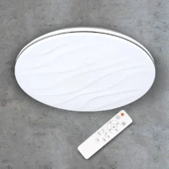LED-plafondi Polux Desert, Ø48cm, 36W, himmennettävä, valkoinen