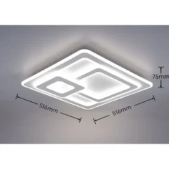 LED-plafondi Trio Mita, 51,5x51,5cm, mattavalkoinen