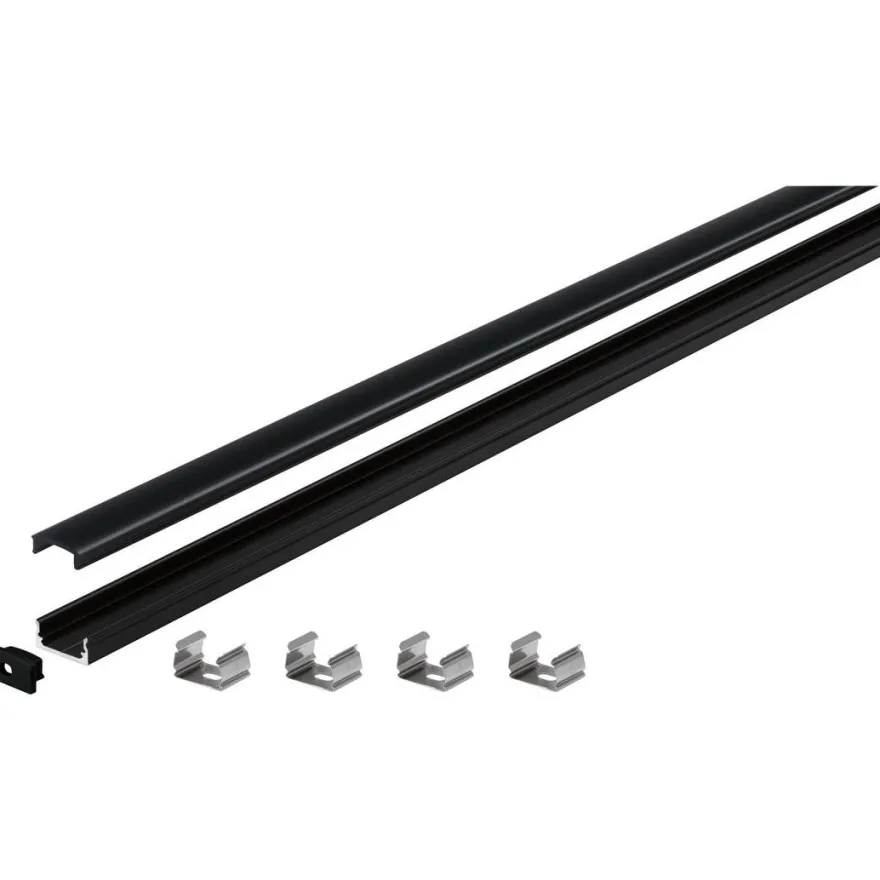 LED-profiili diffuusorilla Paulmann Base, musta, eri kokoja
