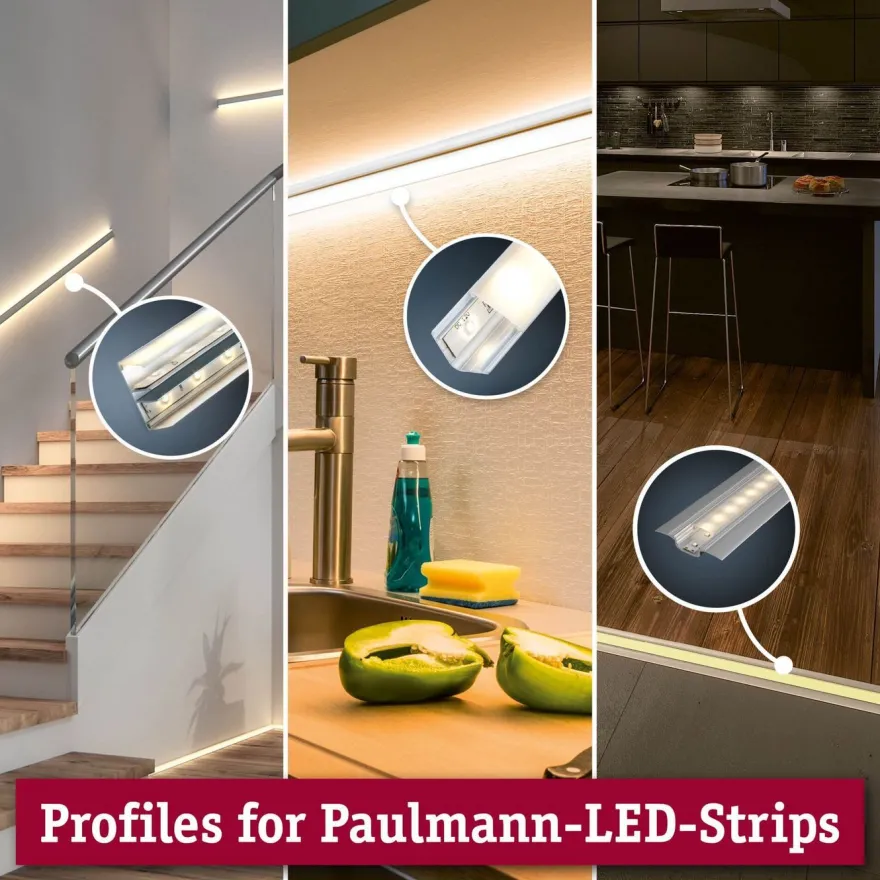 LED-profiili diffuusorilla Paulmann Base, musta, eri kokoja