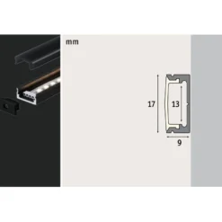 LED-profiili diffuusorilla Paulmann Base, musta, eri kokoja