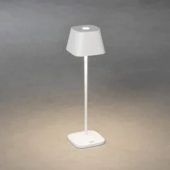 LED-pöytävalaisin Konstsmide Capri, ladattava, valkoinen