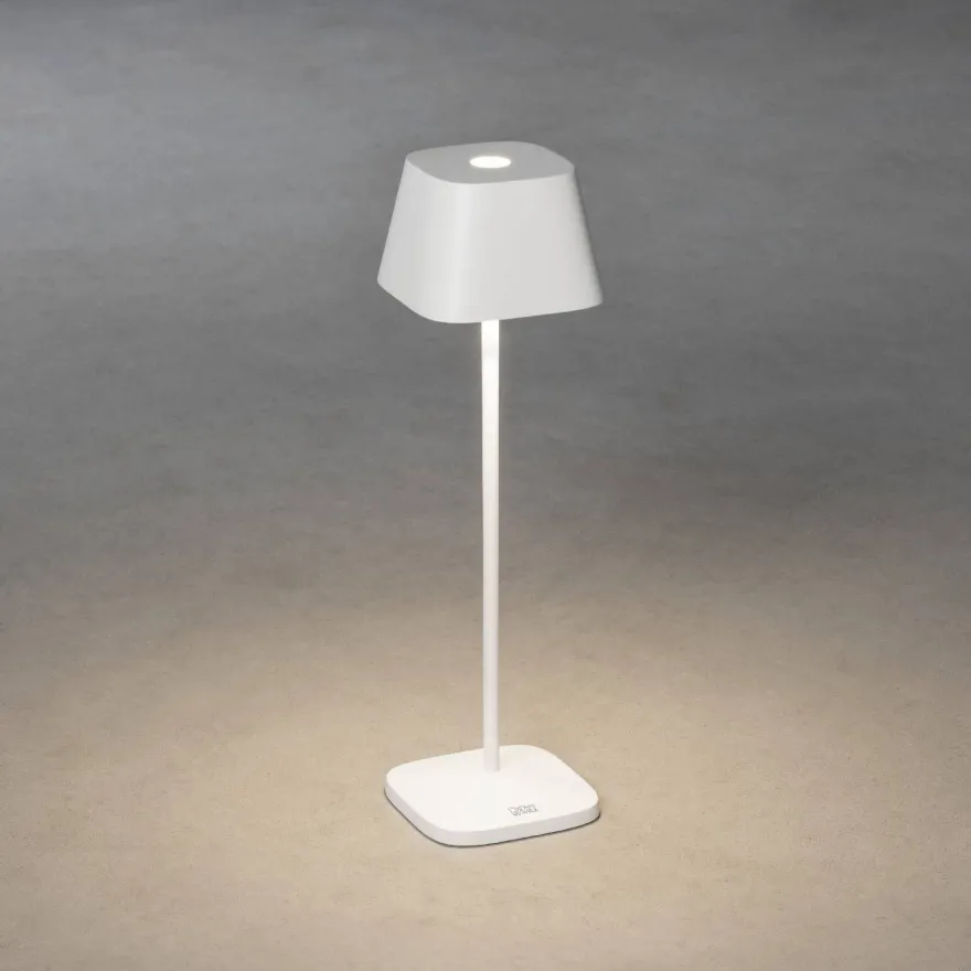 LED-pöytävalaisin Konstsmide Capri, ladattava, valkoinen