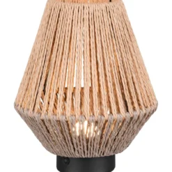 LED-pöytävalaisin Trio Lira, ruskea/paperinaru, ladattava