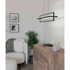 LED-Riippuvalaisin Eglo Siberia, 34W, 78x16cm, kaukosäädin, musta/valkoinen