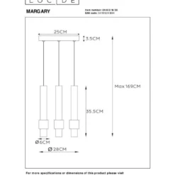 LED-riippuvalaisin Lucide Margary 3-osainen, 2700K, himmennettävä, eri värejä