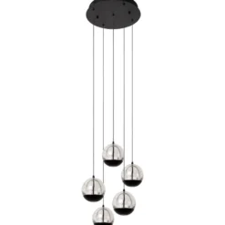 LED-riippuvalaisin Lucide Sentubal Ø35cm, 5xLED 5.2W 2700K, musta/kirkas