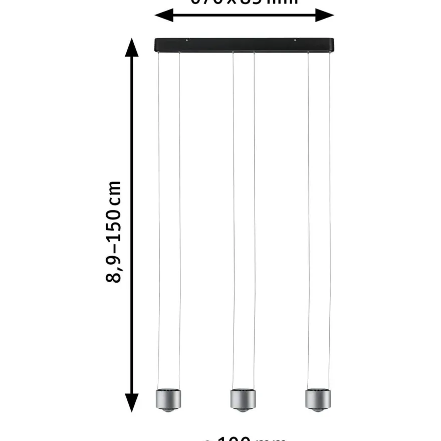 LED-riippuvalaisin Paulmann Aldan, 2700K, himmennettävä, musta/harjattu alumiini