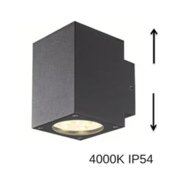 LED-seinävalaisin FTLIGHT Style Square, 2x3W, IP54, 4000K, grafiitinharmaa