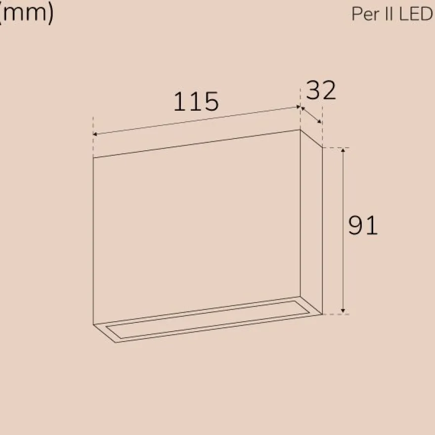 LED-seinävalaisin Llitt Per II, IP54, ylös/alas