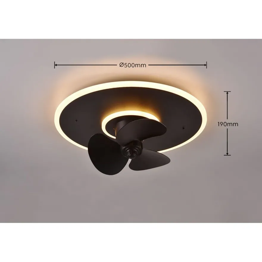 LED-tuuletinplafondi Trio Nybro, musta, Verkkokaupan poistotuote