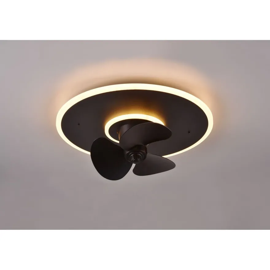 LED-tuuletinplafondi Trio Nybro, musta, Verkkokaupan poistotuote