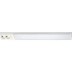 LED-työpistevalaisin Airam Handy 750, 11W/830/840, 750x74mm, 2-osainen pistorasia+kytkin, IP21, valkoinen/opaali