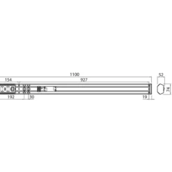 LED-työpistevalaisin Airam Handy 1100, 14W/830/840, 1100x74mm, 2-osainen pistorasia+kytkin, IP21, valkoinen/opaali