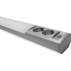 LED-työpistevalaisin Ensto Ami ALH122L450, 6W/830/840, 450mm, 2-osainen pistorasia + kytkin, harmaa