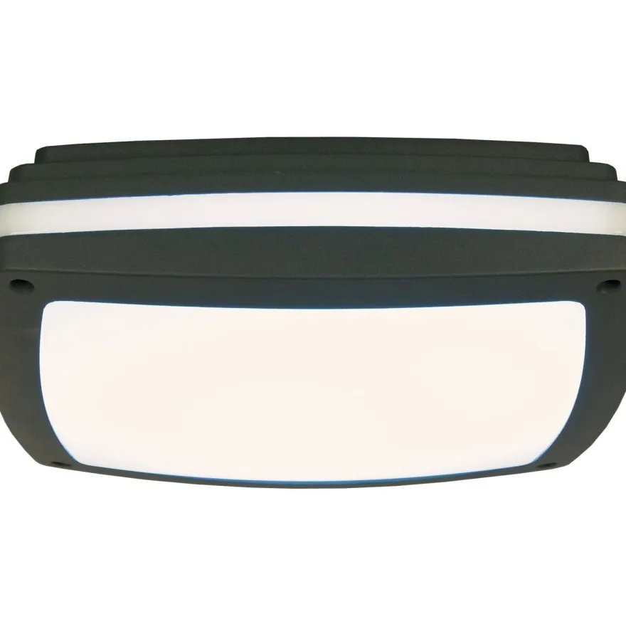LED-ulkokattoplafondi Aneta Lighting Quadro, 30x30cm, IP54, tummanharmaa/valkoinen