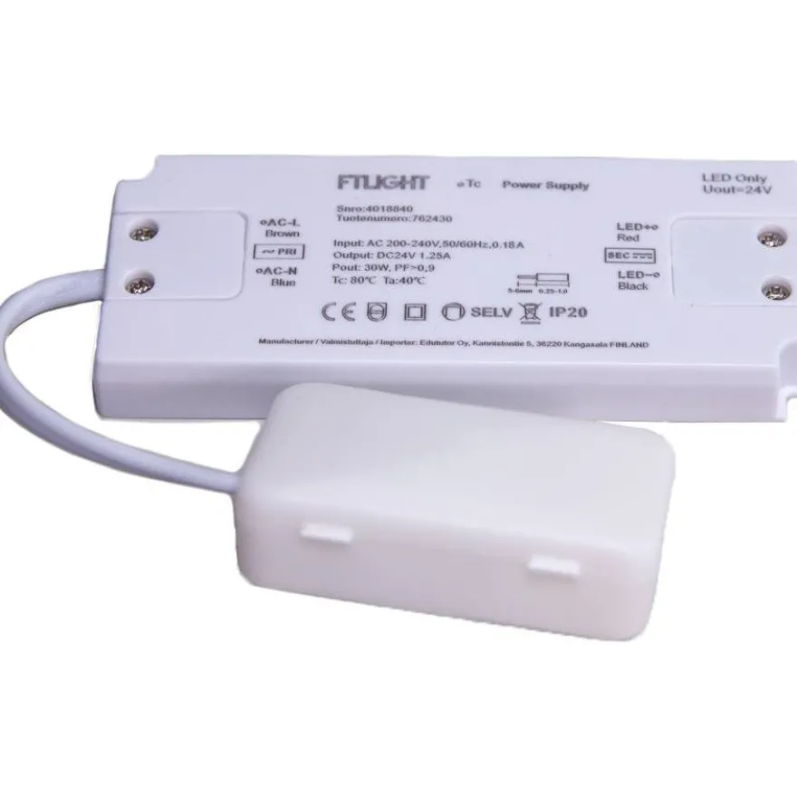 LED-vakiojännitelähde FTLIGHT, 30W, 24V, IP20